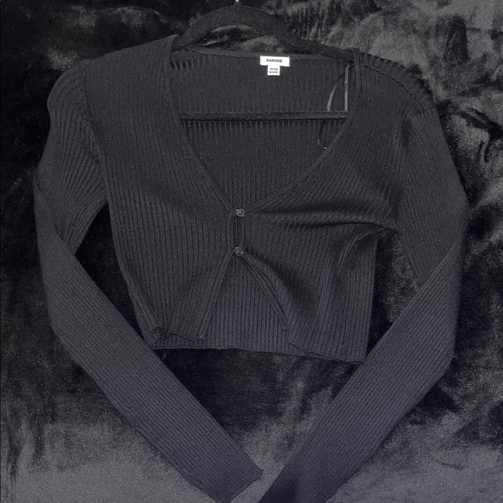Garage Black Ribbed Knit Top